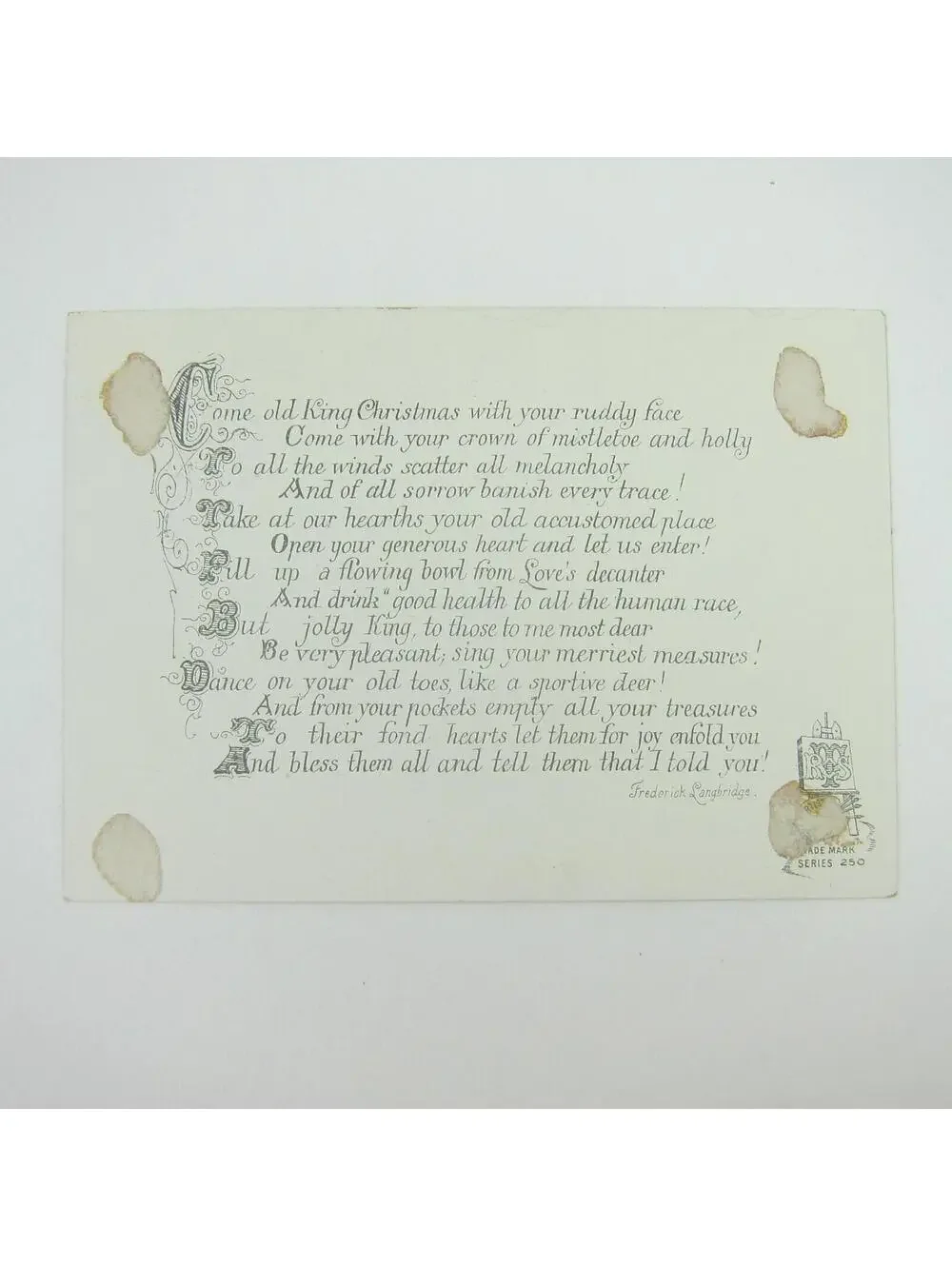 Victorian Christmas Card Raphael Tuck & Sons Rural Woods Stream Animals Antique